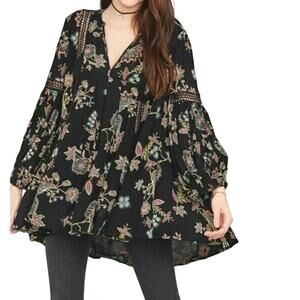Free People Oversized XS Just the Two of Us Swing Tunic Floral Boho Festival GUC